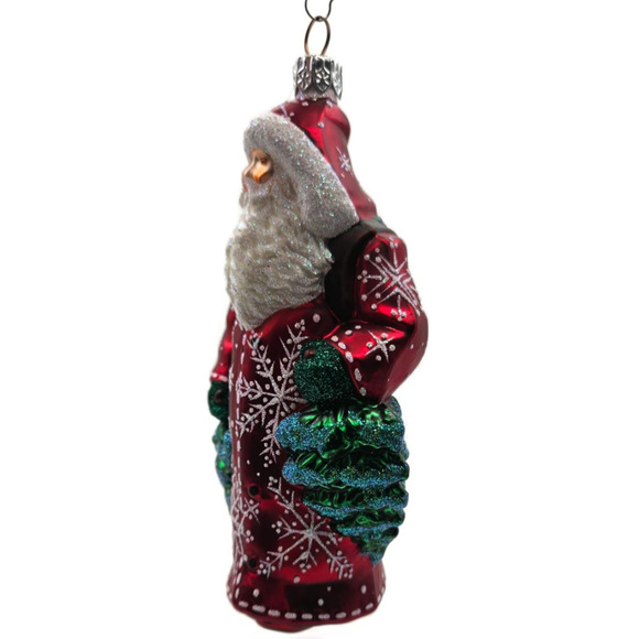 Patricia Breen Through The Woods Red Santa Pine Trees Snow Christmas Ornament - Picture 5 of 11